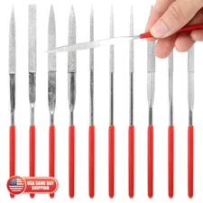 10pc Mini Diamond Needle File Set 5.5" 3 x 140mm Metal Jewelry Plastic Wood Tool