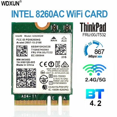 00JT481 00JT532 8260ac BT4.2 5G 867Mbps M2 WiFi Network Card