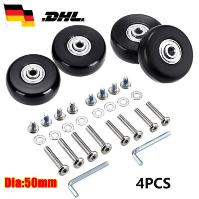 4 Stk Travel Koffer Rollen Ersatz Gepäck Reparatur Zubehör Mute Row Räder 50mm/