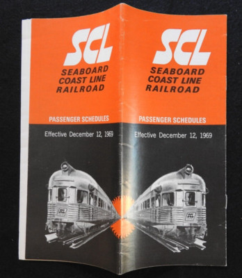 1969 Seaboard Coast Line Eisenbahn Pre-amtrak Personen Zug Zeitplan Broschüre
