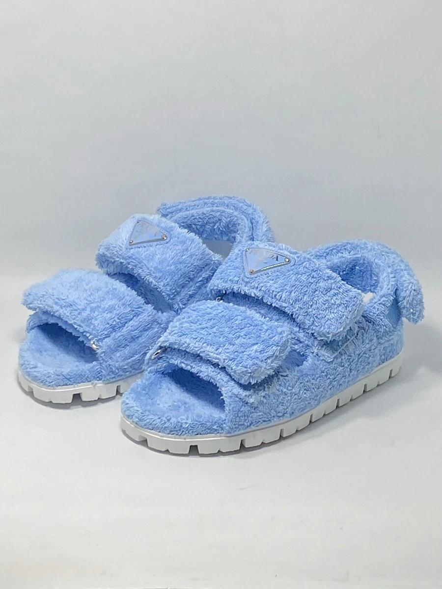 Prada Cotton Terry Triangle Double Strap Sandals size 35