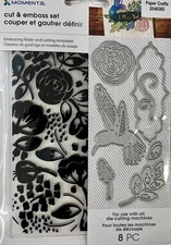 Momenta Hummingbird Flower Flourish Frame Dies and Floral Embossing Folder -8 Pc