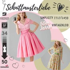 Schnittmuster Simplicity 7717/1459 Retro Damenkleider Vintage von 1950 Gr. 34-50