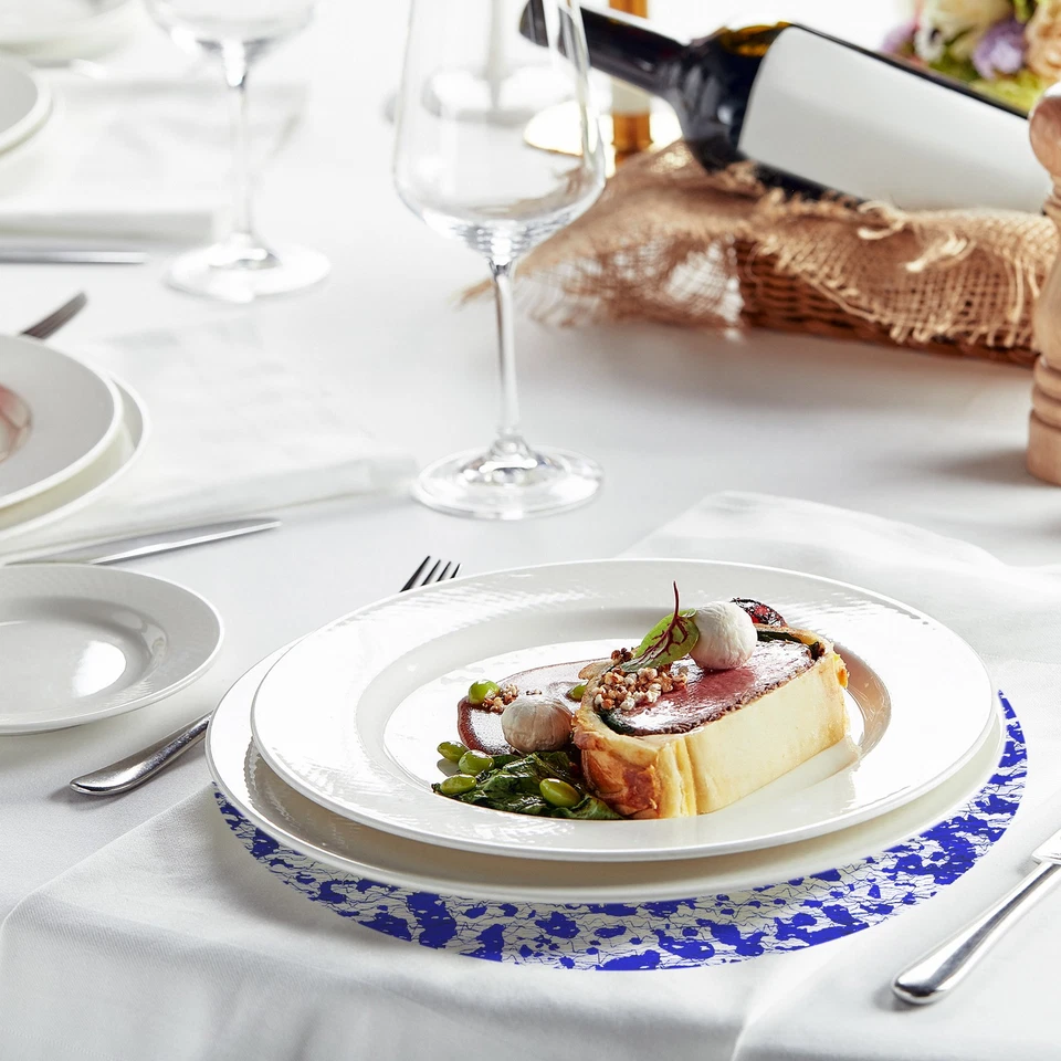 16 Stück blaue runde Einweg-Tischsets, 13" Metallic-Glitzer-Folien-Netzmatten - Bild 4 von 4