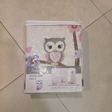 EVERYDAY KIDS 4 Piece Girls Crib Bedding Set - Woodland Owls