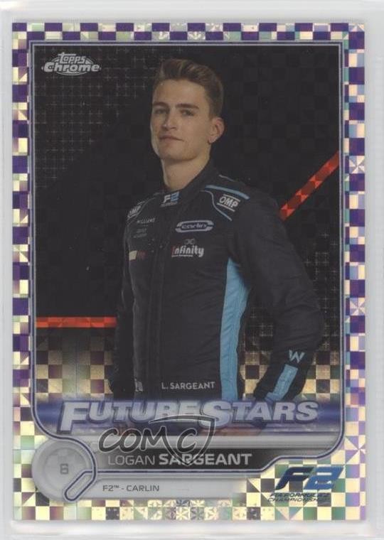 2022 Chrome Formula 1 Purple Checker Flag Refractor /199 Logan Sargeant #82 16c2