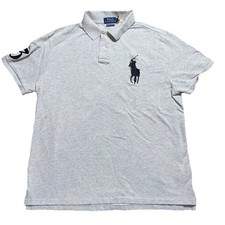 Polo Ralph Lauren Polo Shirt Mens XL/TG Gray Custom Slim Fit Big Pony 3 Rugby
