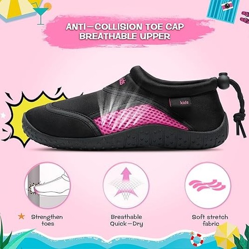 Kinder Wasser leichte schnelltrocknende Aqua Schuhe Strand Pool Meer Gr. UK 12,5 schwarz - Bild 2 von 6