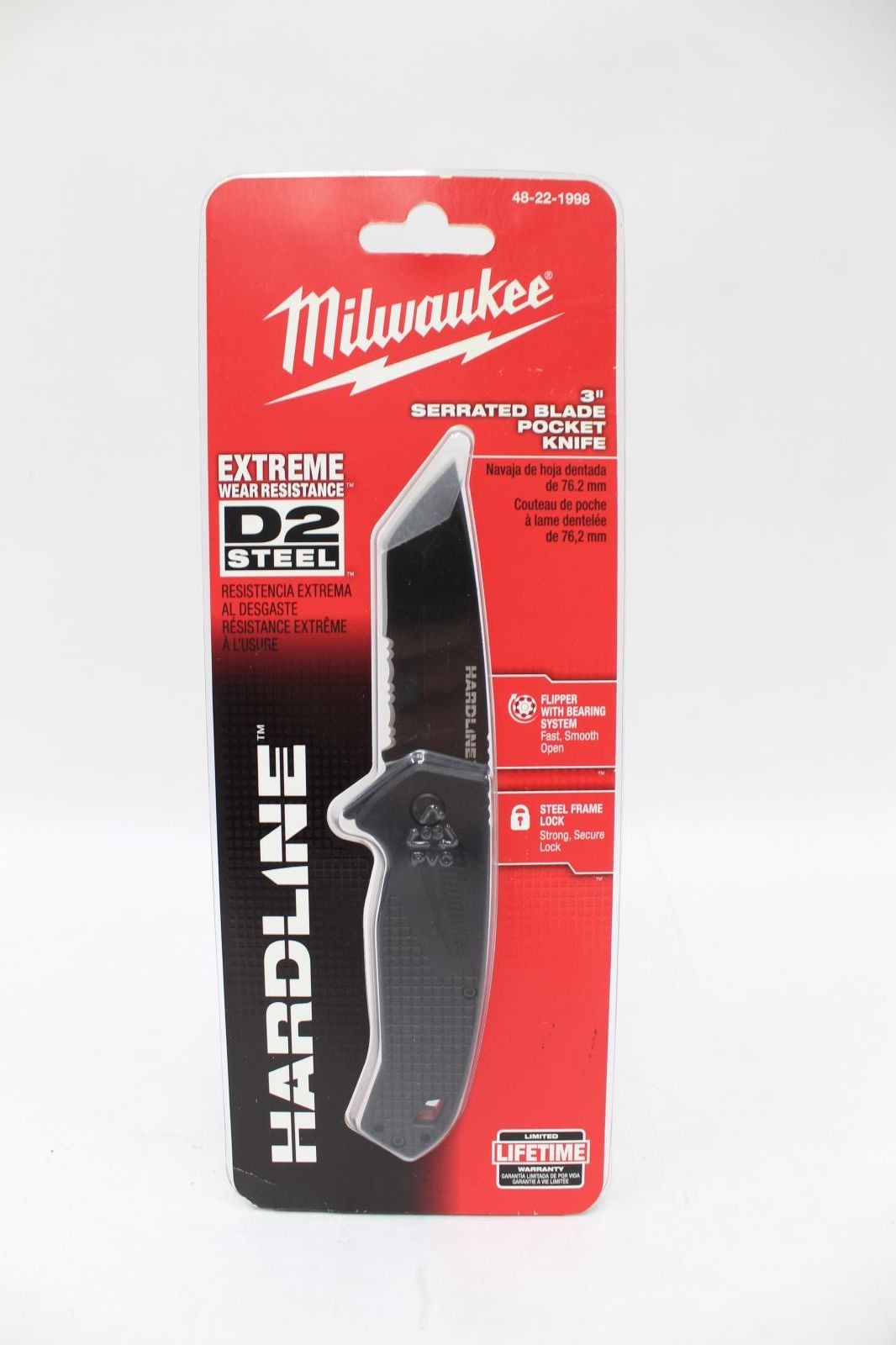 Milwaukee 3" Hardline D2 Steel Serrated Blade Pocket Folding