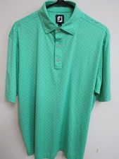 Footjoy Green Geometric AOP Stretch Short-Sleeve Golf Polo Shirt Large