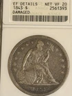 1843 Seated Liberty Dollar Old Anacs Soapbox Net Grade Vf 20 EF Details