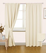 Image of Cream Thermal Blackout Pencil Pleat Curtains 66x72" Insulated Noise-Reducing
