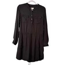 Lou & Grey Charcoal Grey Utility Shirt Dress Size Small Gorpcore Minimalist