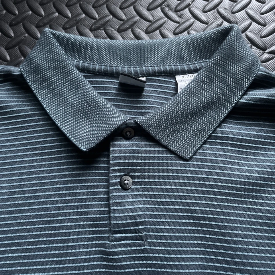 Geoffrey Beene 男式 Polo 衫 XL 码罗纹纹理条纹蓝色绿色色调 — 第 2/4 张图片