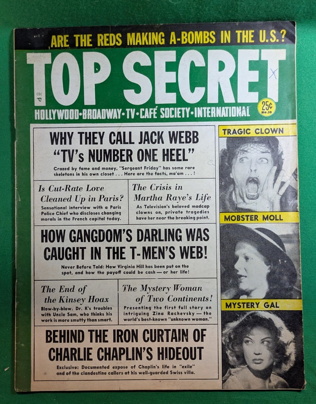 Top Secret December 1954 Jack Webb Charlie Chaplin Martha Raye 
