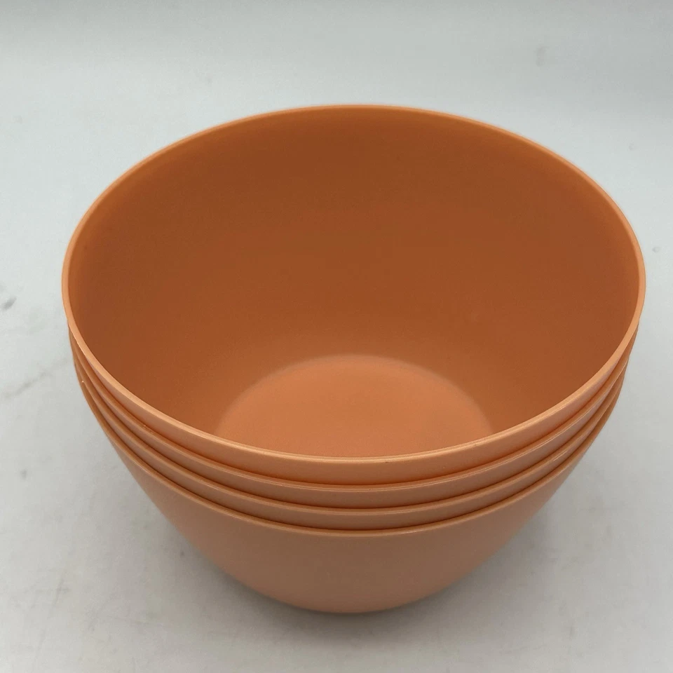 Room And Retreat Plastic 5.5” Soup Cereal Bowl Peach Pink Lot Of 4 - Image 2 of 4