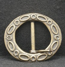WC01167 CLASSIC VINTAGE 1970s WESTERN ARTWORK TONGUE TYPE CIRCLE BELT BUCKLE