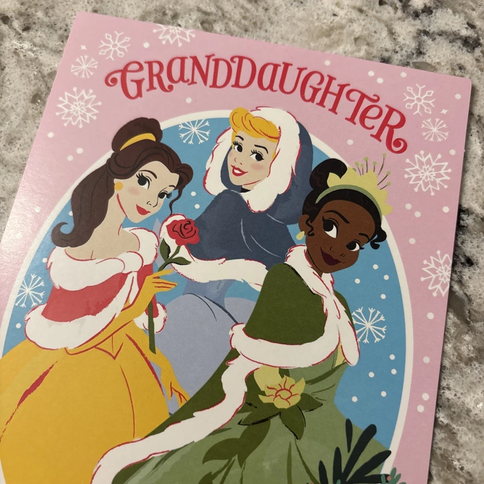 Merry Christmas Disney Princess Granddaughter Niece 5”x7” Hallmark Greeting Card - Image 4 of 4