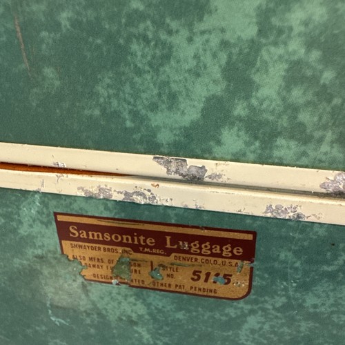 Vintage 50er Jahre Samsonite Koffer Style 5115 Shwayder Bros marmoriert grün 15x10x7 - Bild 11 von 18