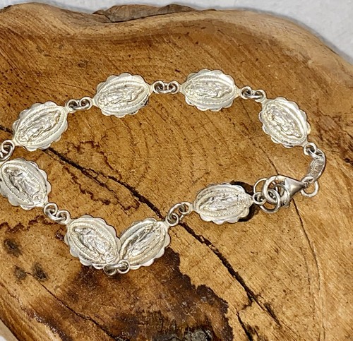 Dancraft SterlingSilver Virgin Mary Virgen deGuadalupe(Reversible)Bracelet 7-7.5