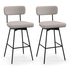 29" Upholstered Swivel Bar Stool Set of 2 w/ Padded Seat  Backrest Metal Frame