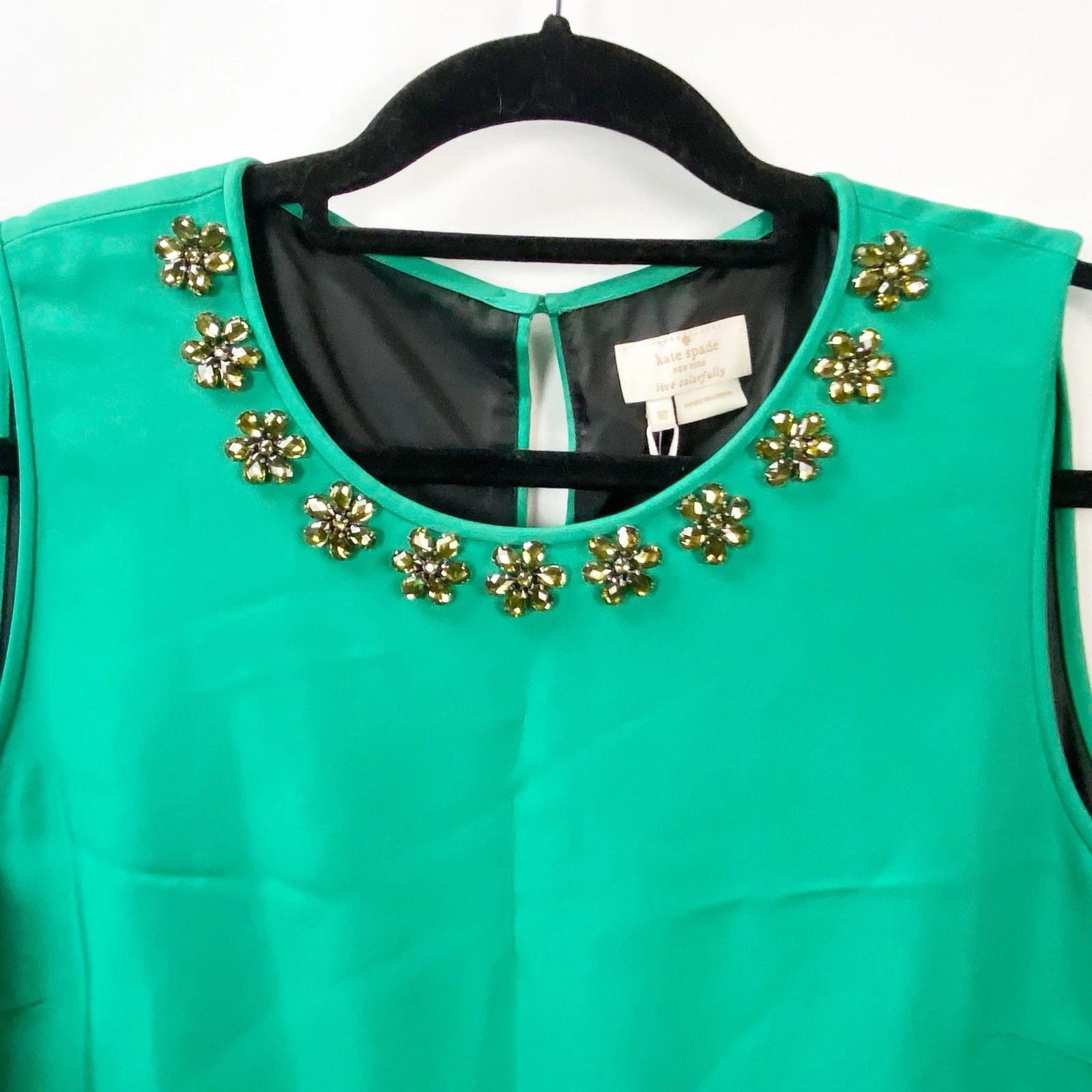 Mini abito donna Kate Spade Rosita nuovo con etichetta senza maniche strass bicolore taglia 10