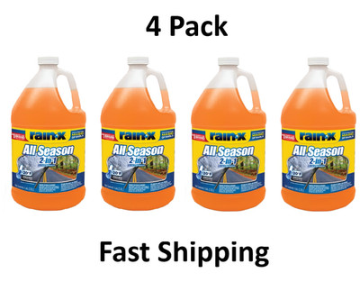 Rain-X 2-in-1 All-Season Windshield Washer Fluid, 1 Gal 4 Pack