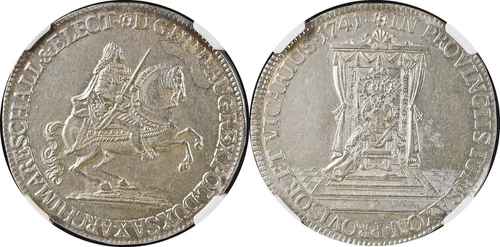 SAXONY POLAND 1/2T 1741 Friedrich August II,High Quality Vicariat Issue NGC AU58