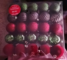 Ashland Christmas Glittered Ornaments 2.2 In 50 Pieces Shatterproof New