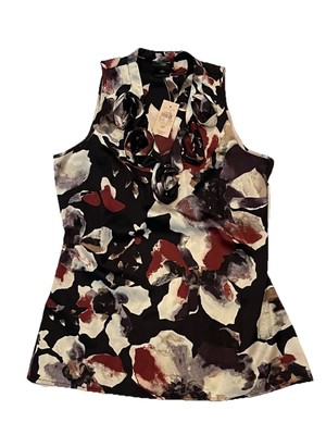 Ann Taylor Sleeveless Blouse 3D Roses Multicolor 0P