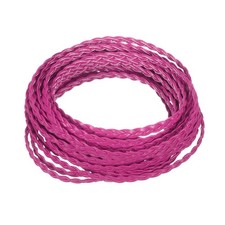 Braided Leather Cord 5.5 Yards 5mm Flat Craft Leather String Rose Red