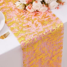 2Pcs Red and Gold Christmas Table Runner, 11×108 Inch Sequin Glitter Foil Metall