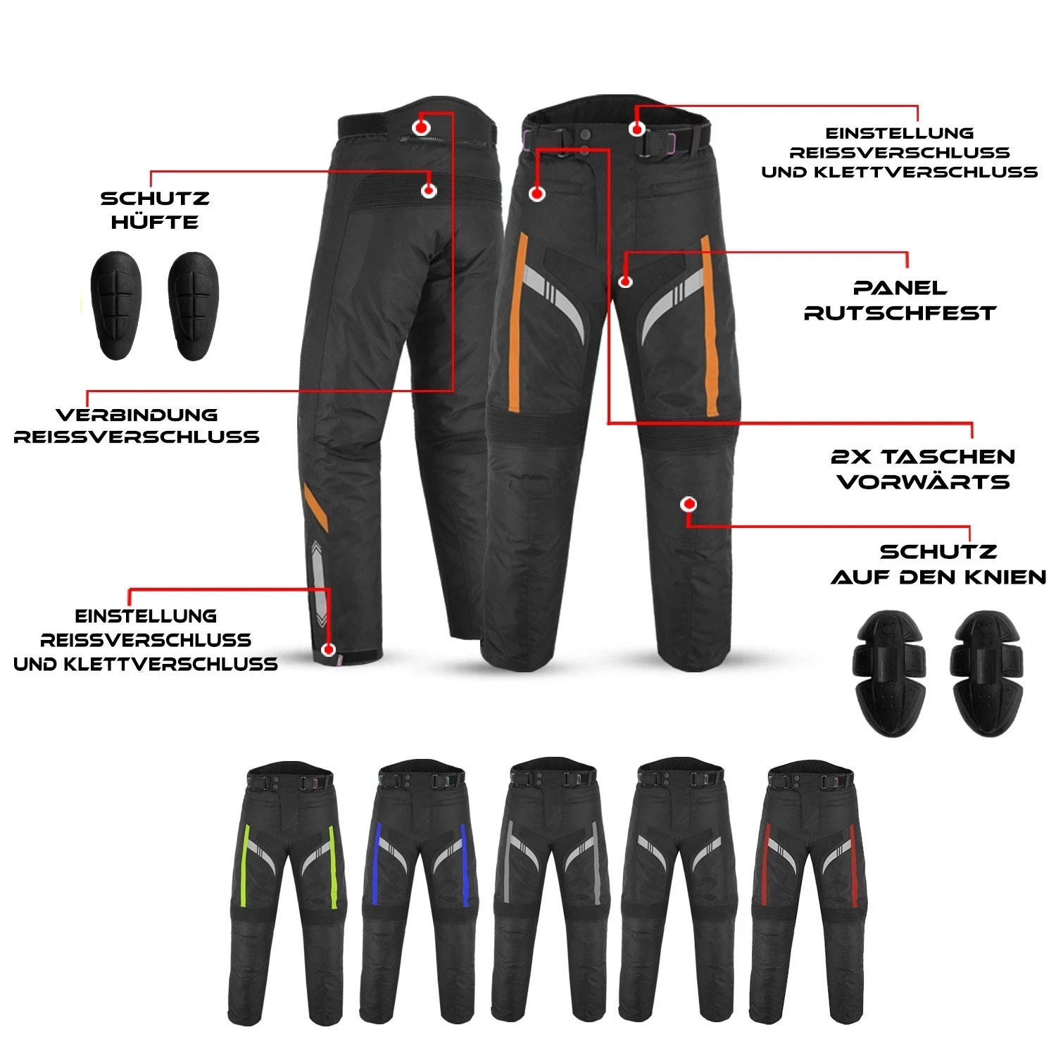 Tuta Moto Uomo, Protezioni CE Estraibili, Giacca, Pantalone, Arancione foto 6