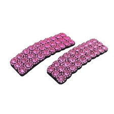 2Pcs Pink Rhinestones Snap Hair Clips for Women Girls Rectangular Hairpins Ko...