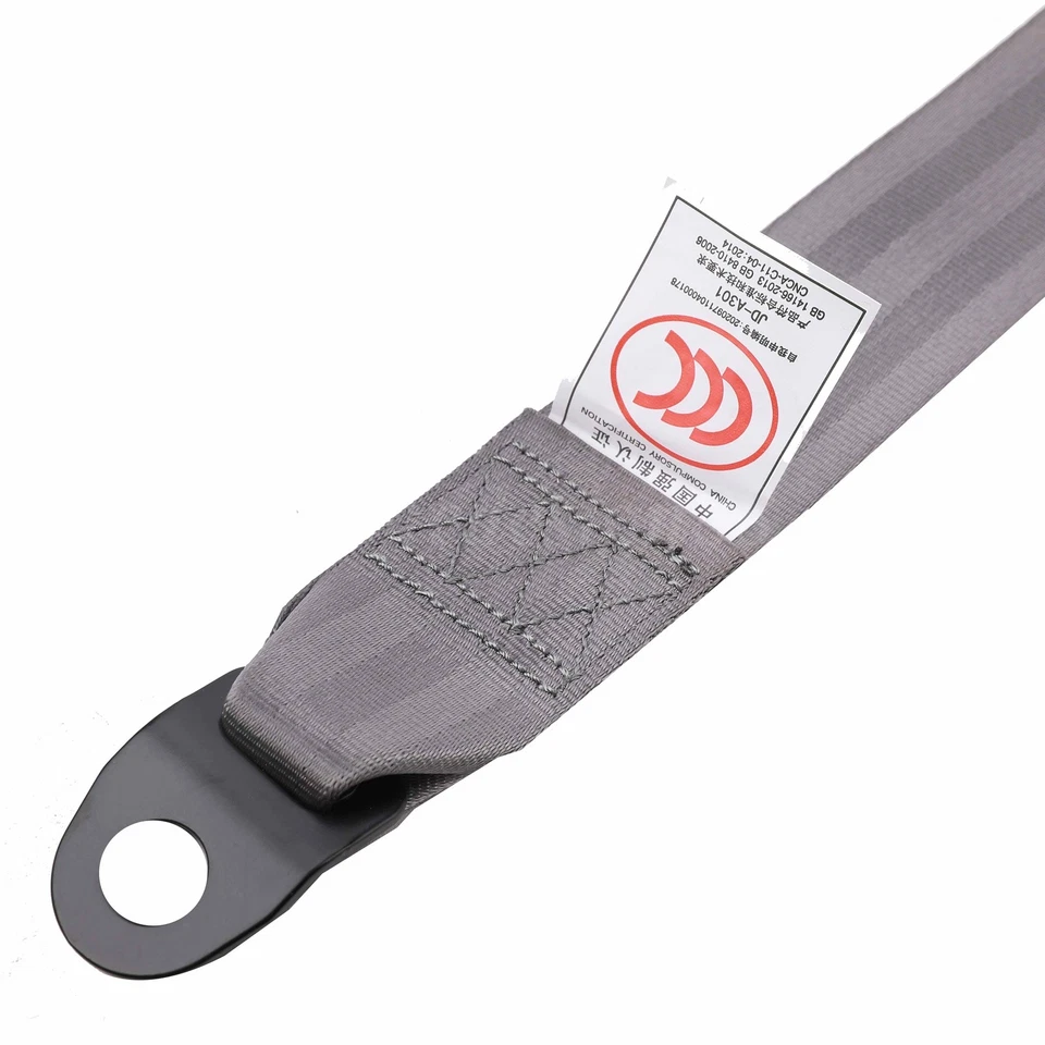 2 Retractable 3 Point Safety Gray Seat Belt Straps Vehicle Adjustable Belt Kit Foto 4 de 4