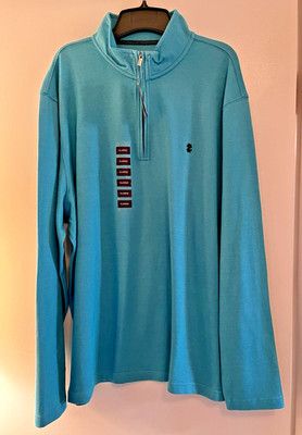 NWT IZOD Men's 1/4 Zip Pullover Long Sleeve Size XLarge Peacock Blue