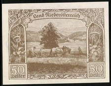 Notgeld Wien 1920, 50 Heller, Bauer mit Pferdepflug 