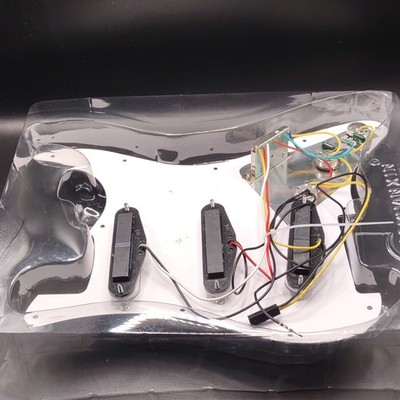 Lefty Strat Style Loaded Pickguard 3 Single Coil Pickups Wiring Harness White