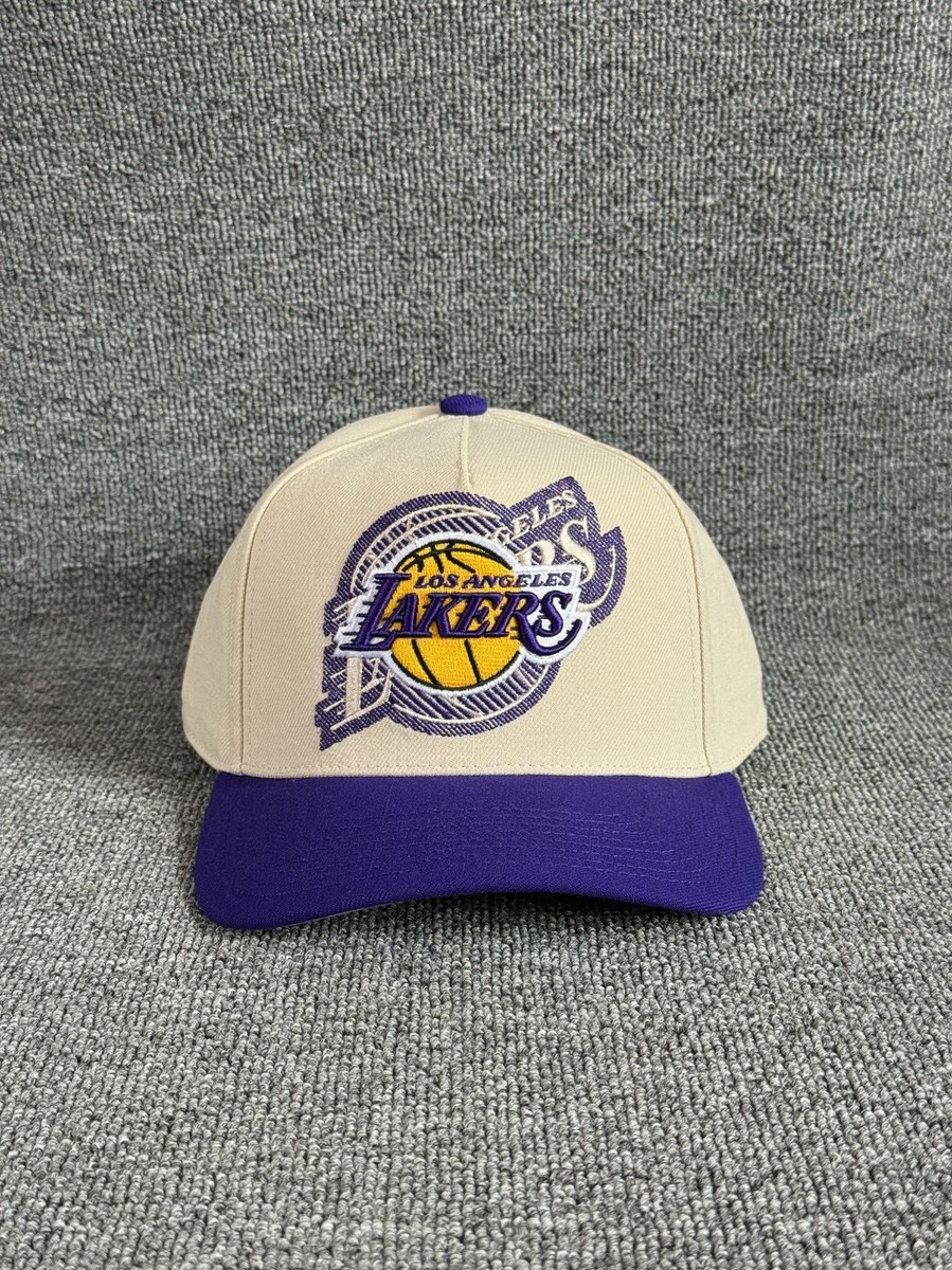 Mitchell & Ness Los Angeles Lakers NBA Snapback Curved Brim Cream Purple Hat
