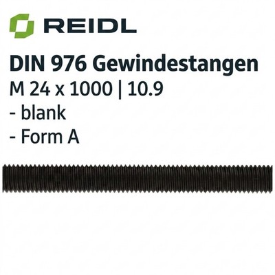 DIN 976 Gewindestangen M 24 x 1000 10.9 blank Form A