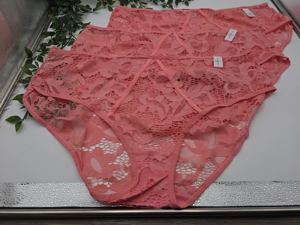 3pr NUEVO CON ETIQUETAS Ashley Stewart Plus Bragas Talla 34/36 6X Encaje Rosa Melocotón 016 Foto 2 de 4