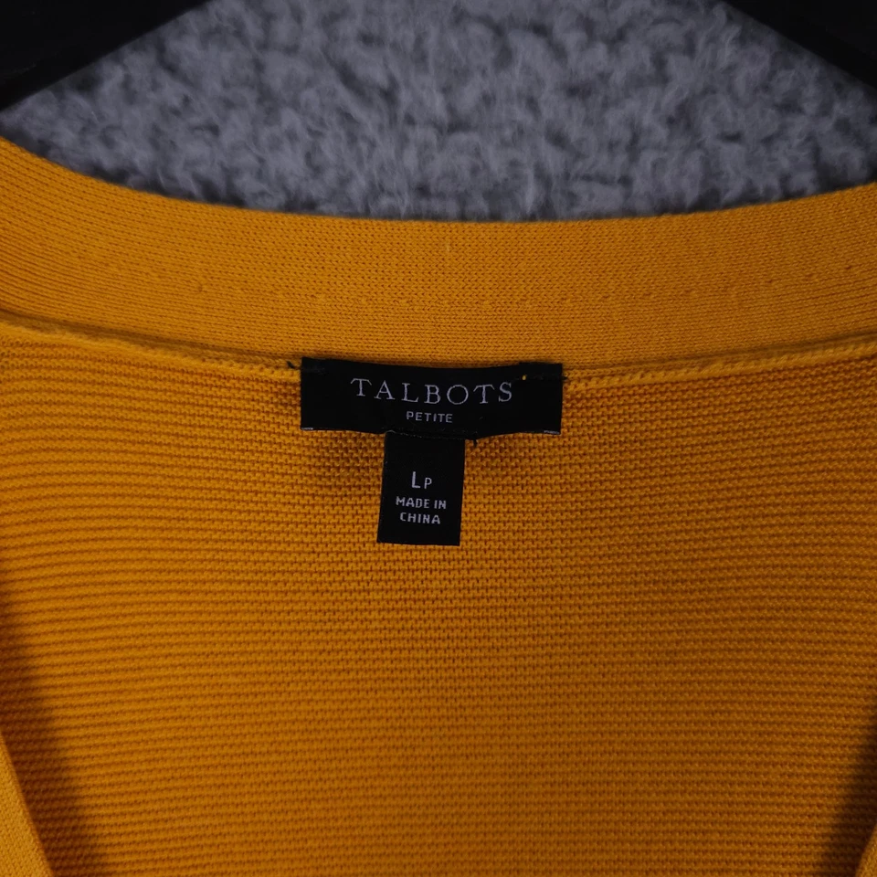 Talbots Sweater Womens LP Yellow Cardigan Button Up V Neck Lightweight Knit - Image 3 of 4