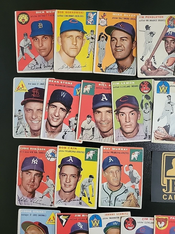 Lote de tarjetas de béisbol 1954 Topps - 44 diferentes - con Eddie Mathews y Hoyt Wilhelm Foto 3 de 4