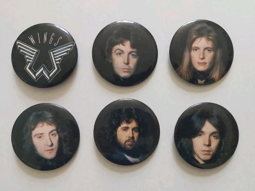 PAUL MCCARTNEY WINGS SET OF 6 1970's  ORIGINAL UK BADGES