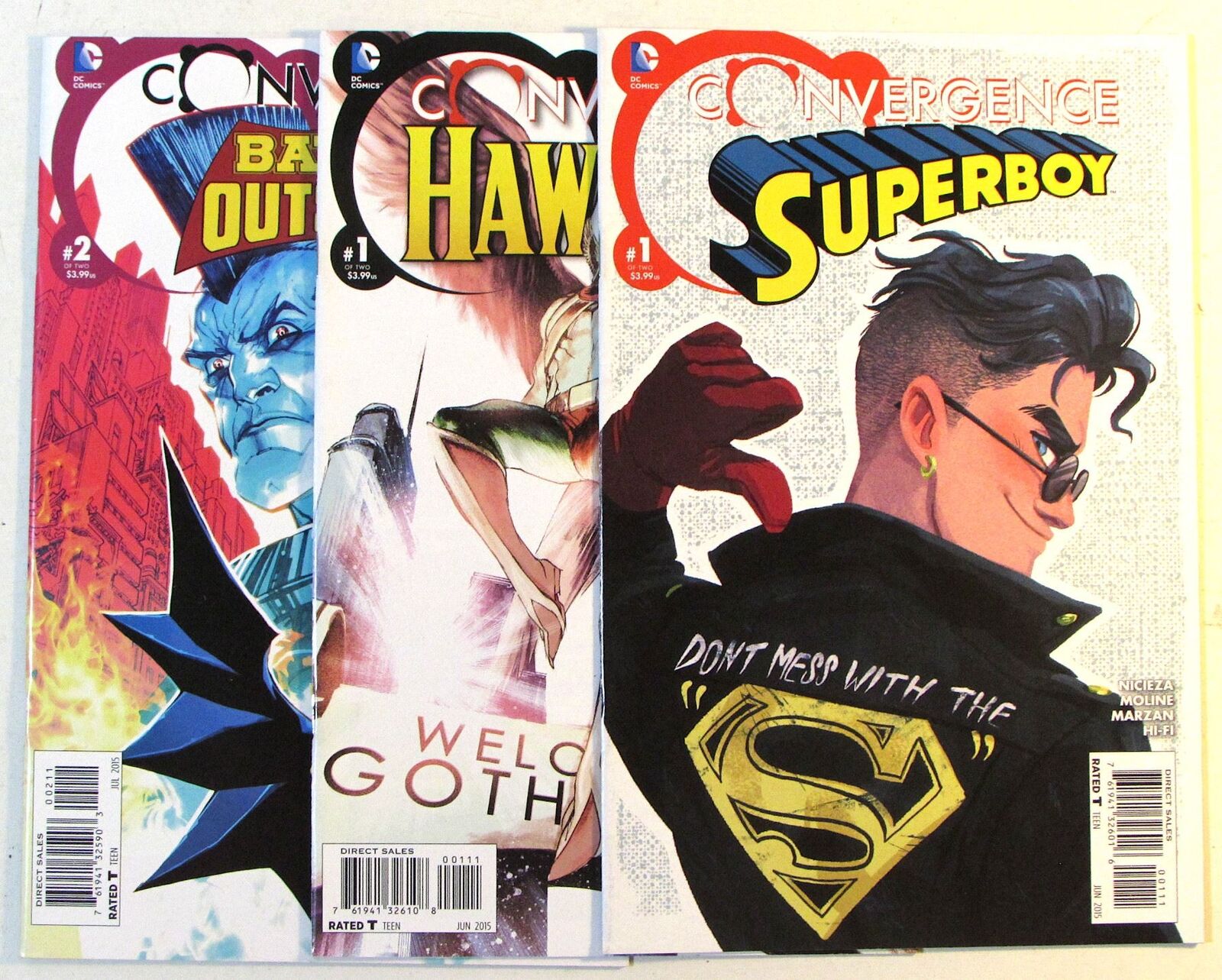 Convergence Lot of 3 #Superboy 1,Hawkman,Batman Outsiders 2 DC (2015) Comics