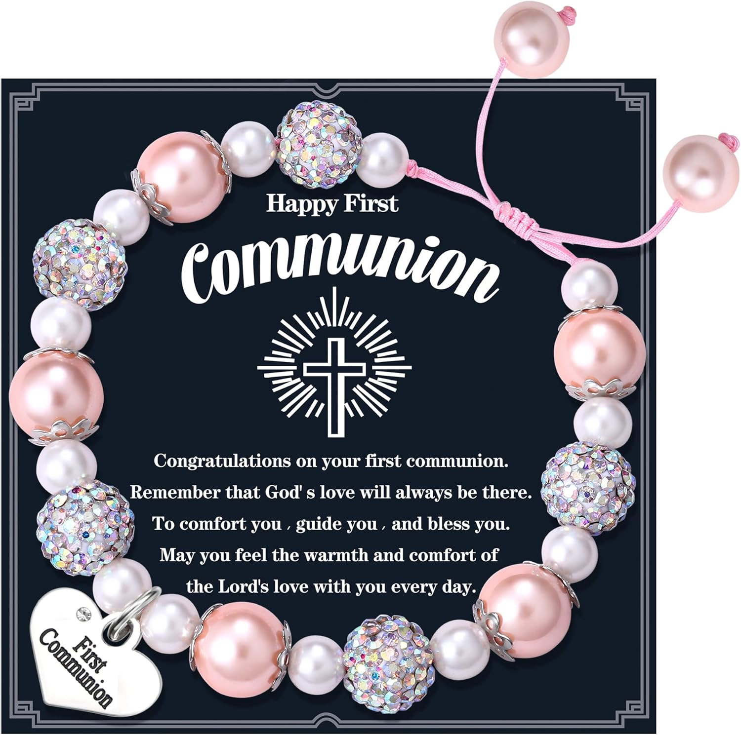 Kommunion Geschenke für Mädchen Erstkommunion Geschenke Mädchen Herz Kreuz Perle