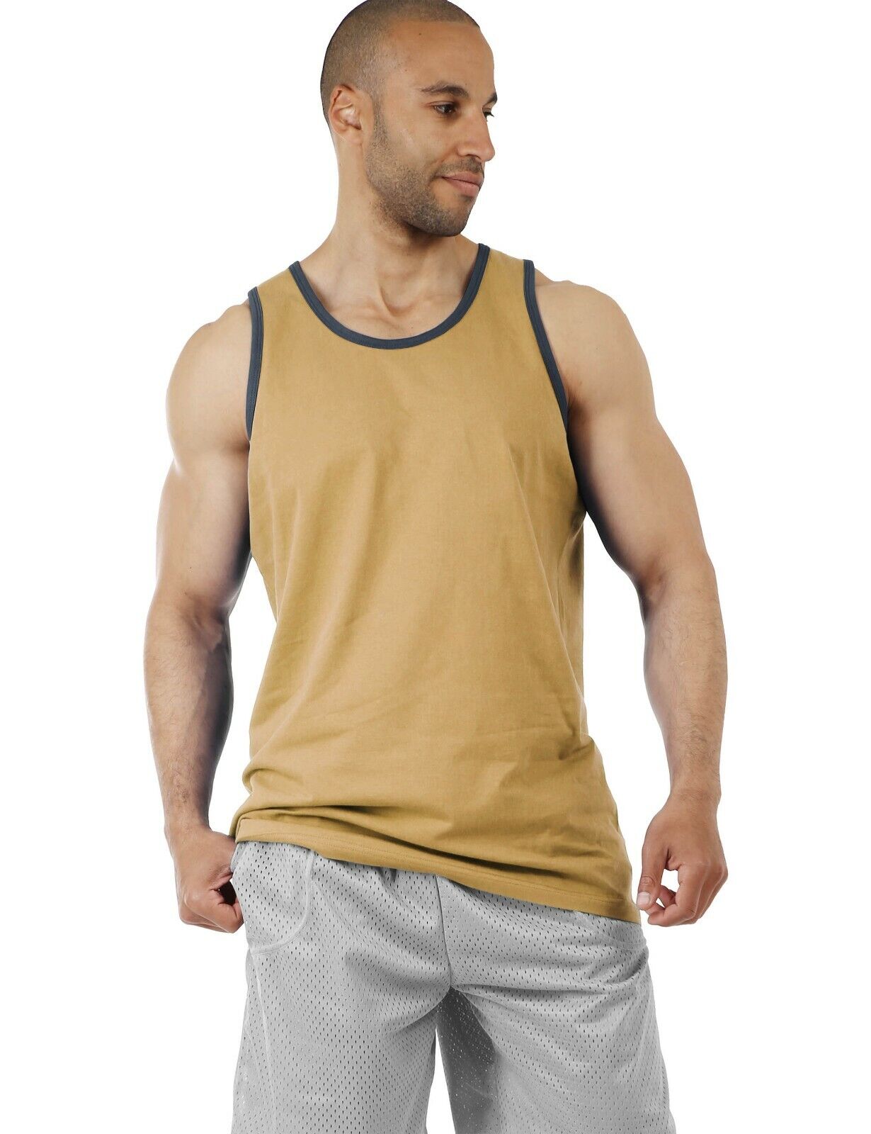 Men's Tank Top Muscle Gym Sleeveless Plain T-Shirts Tee A-Shirt 100%Cotton NEW