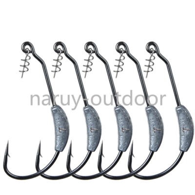 50PCS Weighted Fishing Hooks Extra Wide Gap Weedless Hook Offset Worm Hook 2-9G