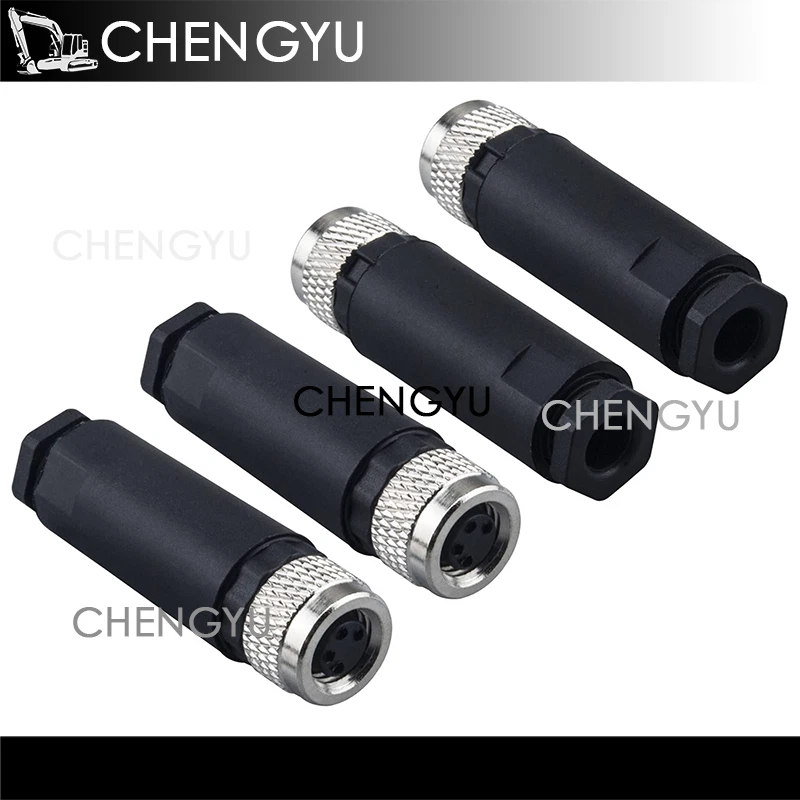 M8 4 & 3 Pin Straight Male/Female Panel Mount Connectors, 12mm, IP67 Rated - Image 2 of 4