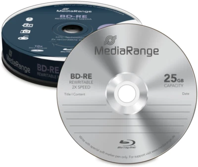20 MediaRange BD-RE 25GB 2x Blu-ray Rohlinge wiederbeschreibbar Spindel